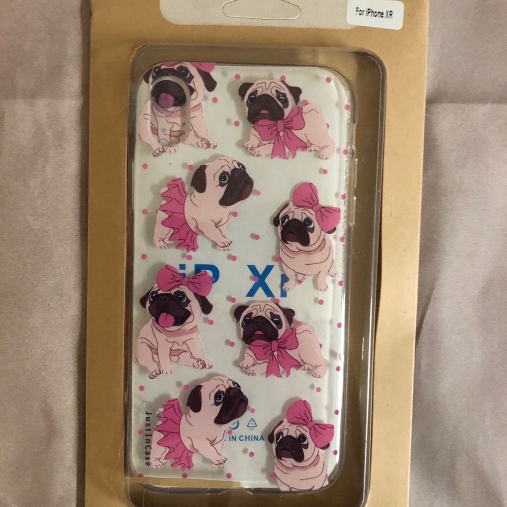iPhone X with dancing pugs